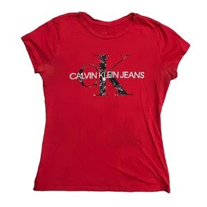 Calvin Klein Jeans, Red Top floral letters